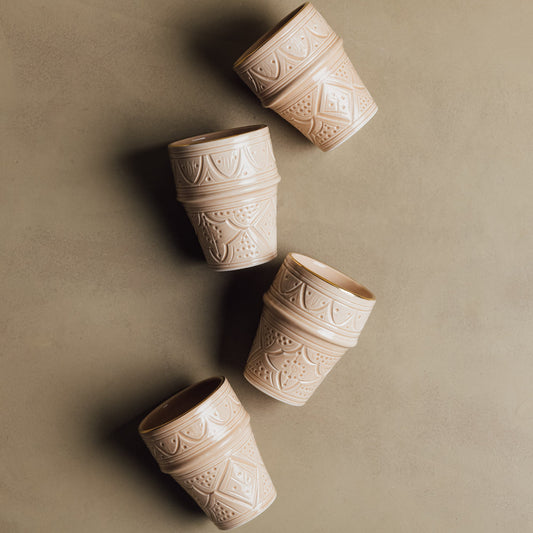Zagora Sand Cup - Moroccan Dinnerware Adorned with 12 Carat Gold Accents - Benisouk