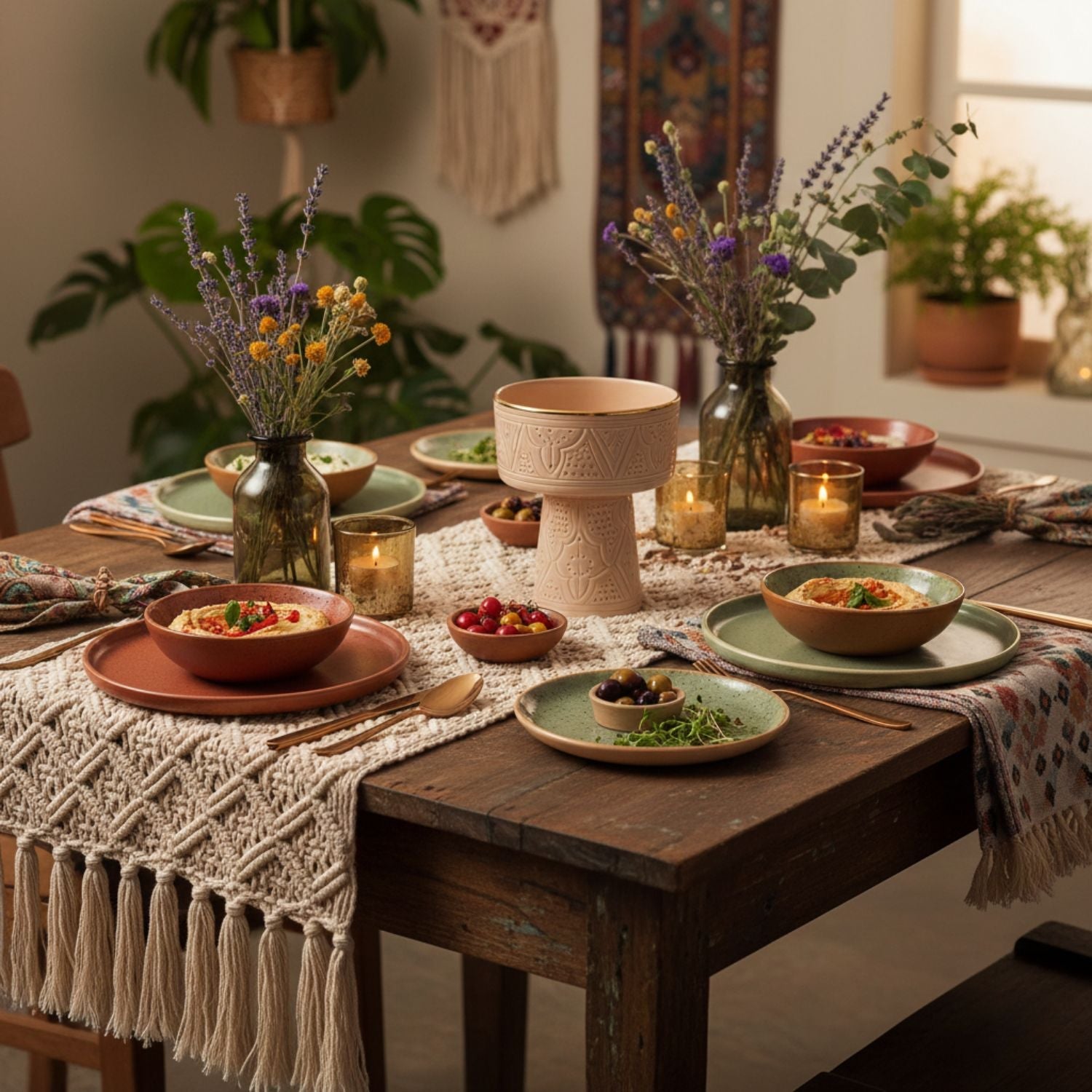 Zagora Sand Pedestal Bowl - Handcrafted with 12 Carat Gold Accents - Benisouk