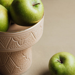 Zagora Sand Pedestal Bowl - Handcrafted with 12 Carat Gold Accents - Benisouk