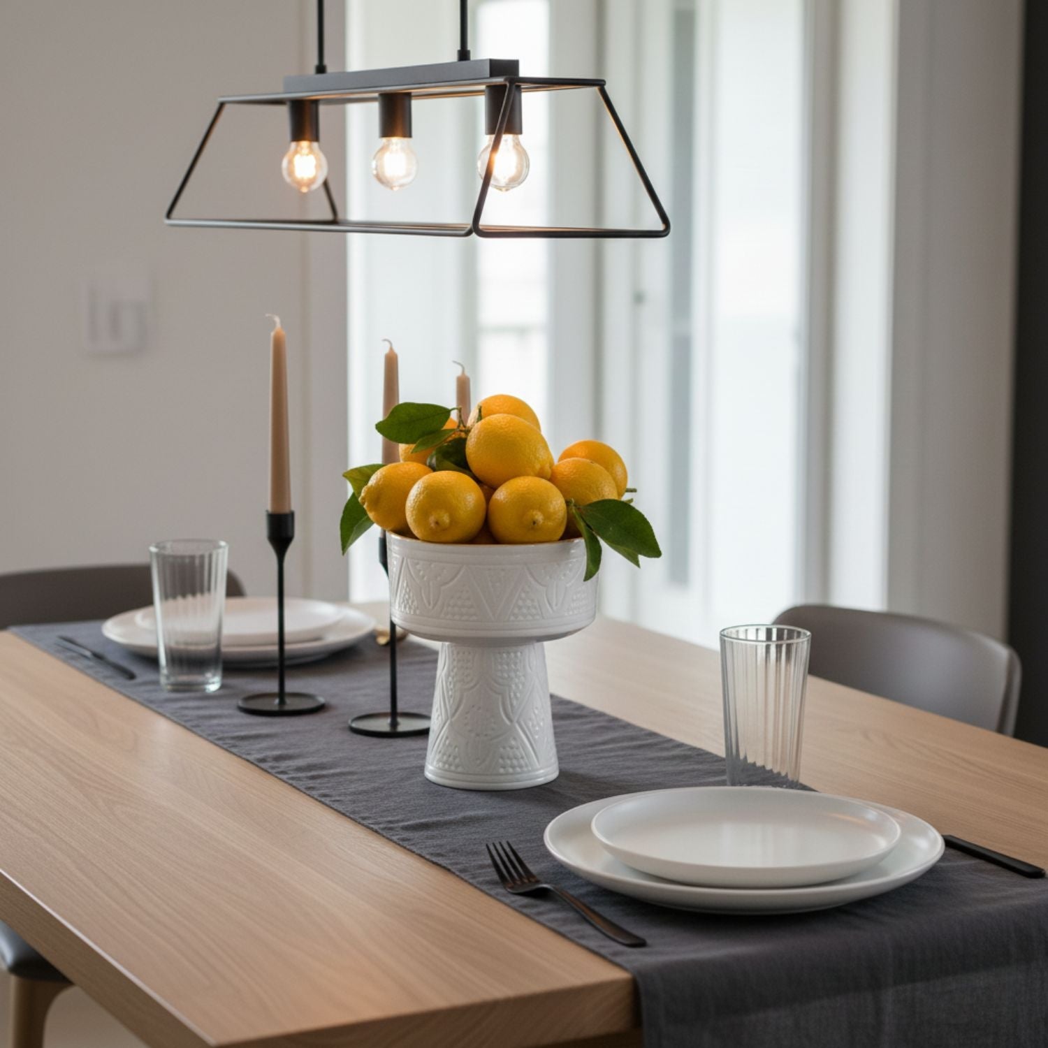 Zagora white Pedestal Bowl - Handcrafted with 12 Carat Gold Accents - Benisouk