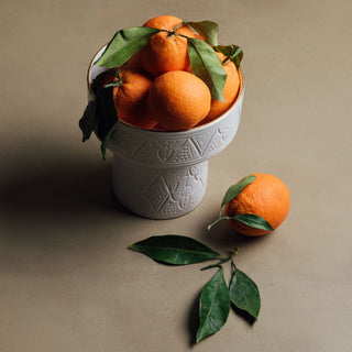 Zagora white Pedestal Bowl - Handcrafted with 12 Carat Gold Accents - Benisouk