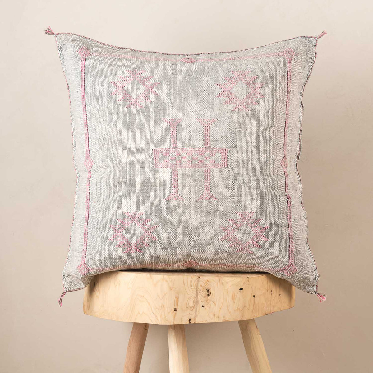 Grey Cactus silk pillow cover
