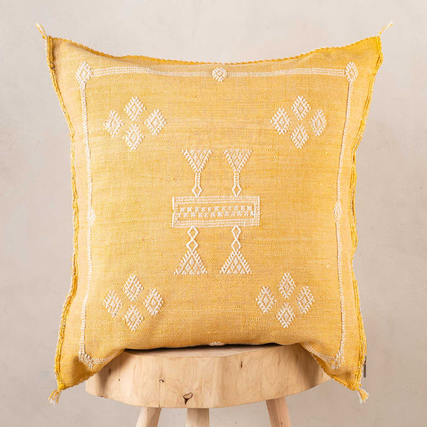 Yellow silk pillow, Moroccan Sabra cushion, handmade cactus silk pillow, Berber Sabra cushion, offers Pillow Throw, Moroccan Lumbar Sabra Cushion