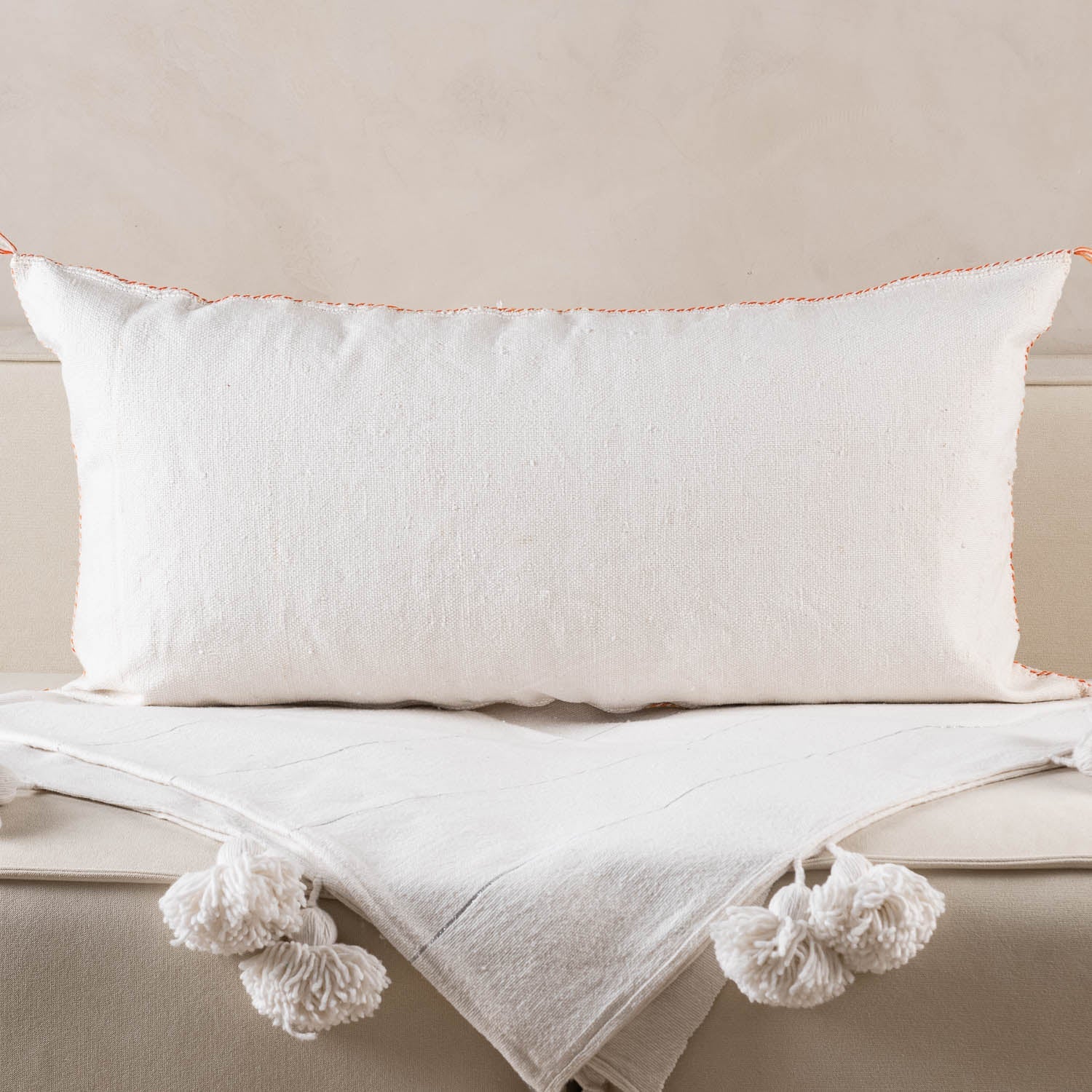 White Cactus silk pillow cover