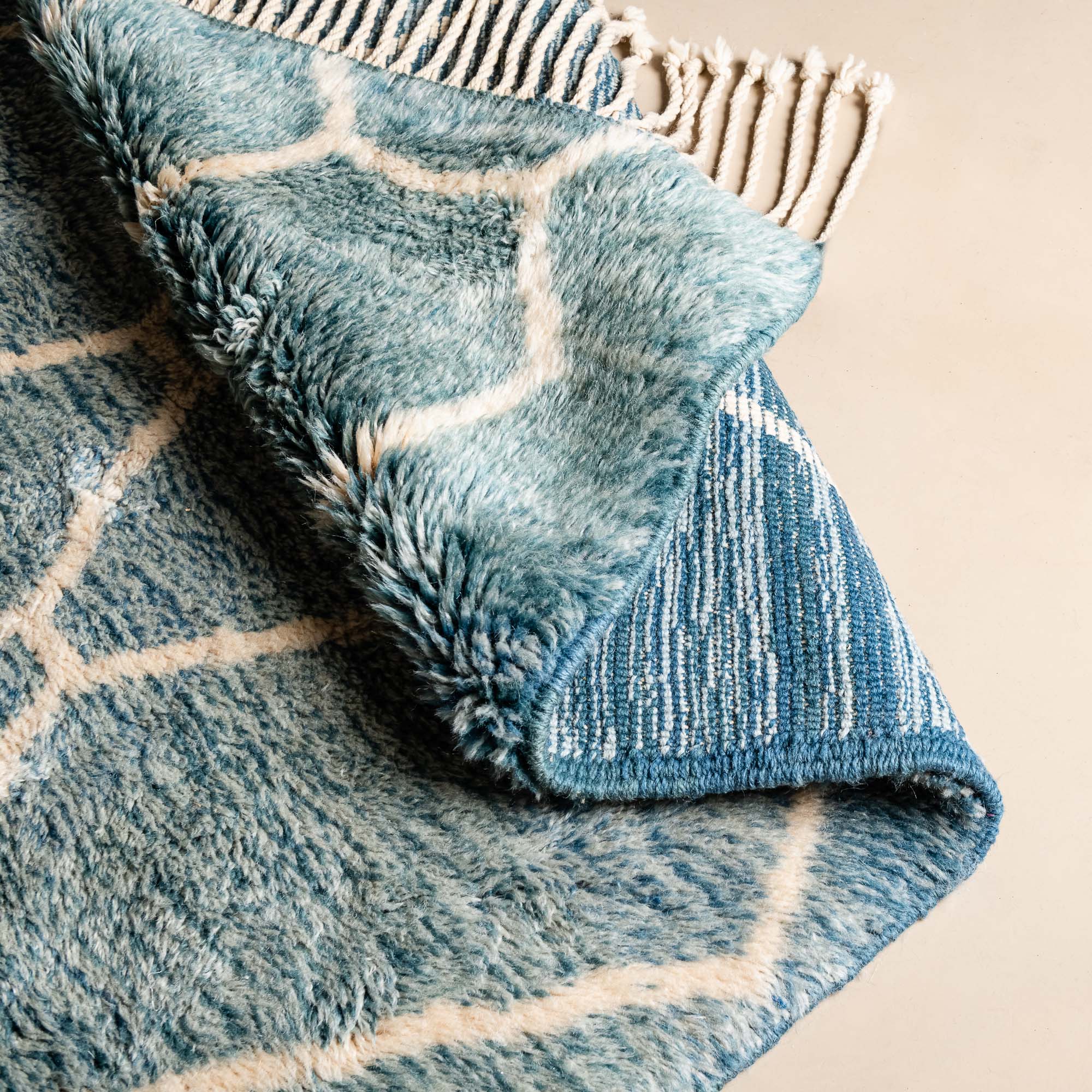 Aquamarine Dreams - Luxury Shag Moroccan Rug - Benisouk