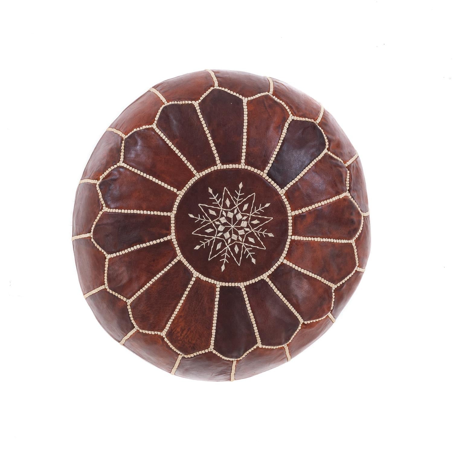 Authentic Moroccan Leather Pouf - Chocolate - Benisouk