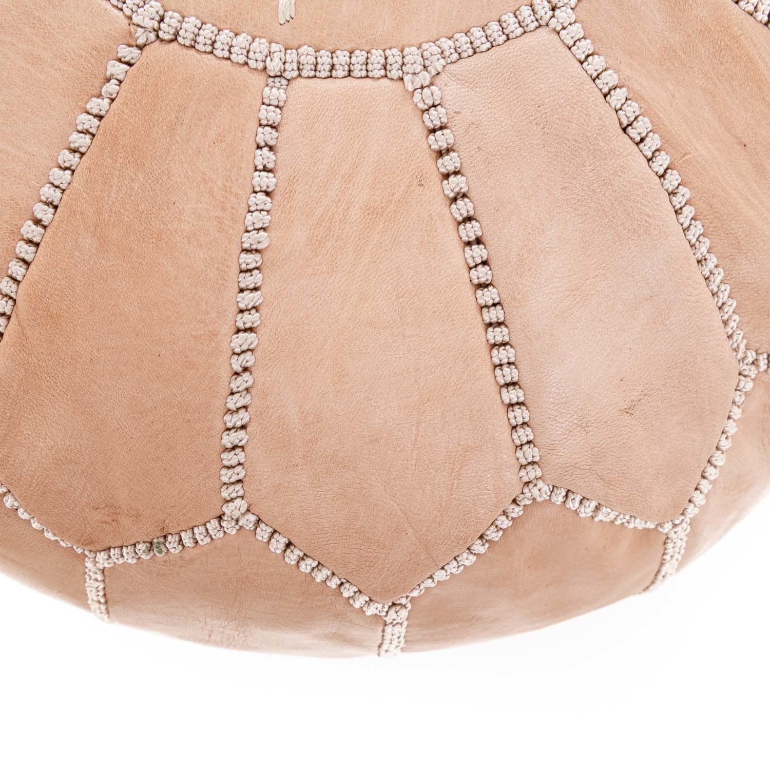 Authentic Moroccan Leather Pouf - Nude - Benisouk