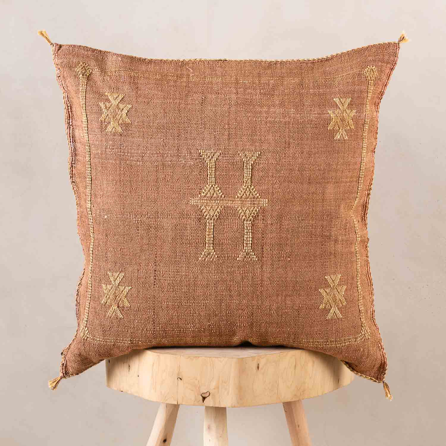 Brown Cactus silk pillow cover - Benisouk