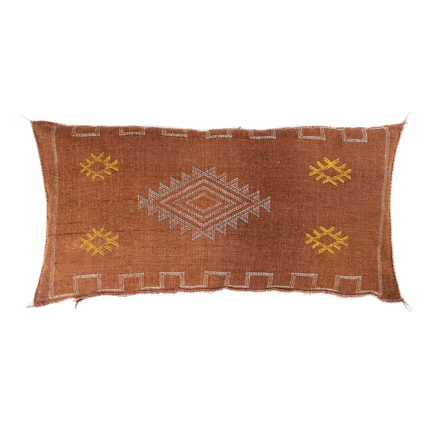 Brown Cactus silk pillow cover - Benisouk