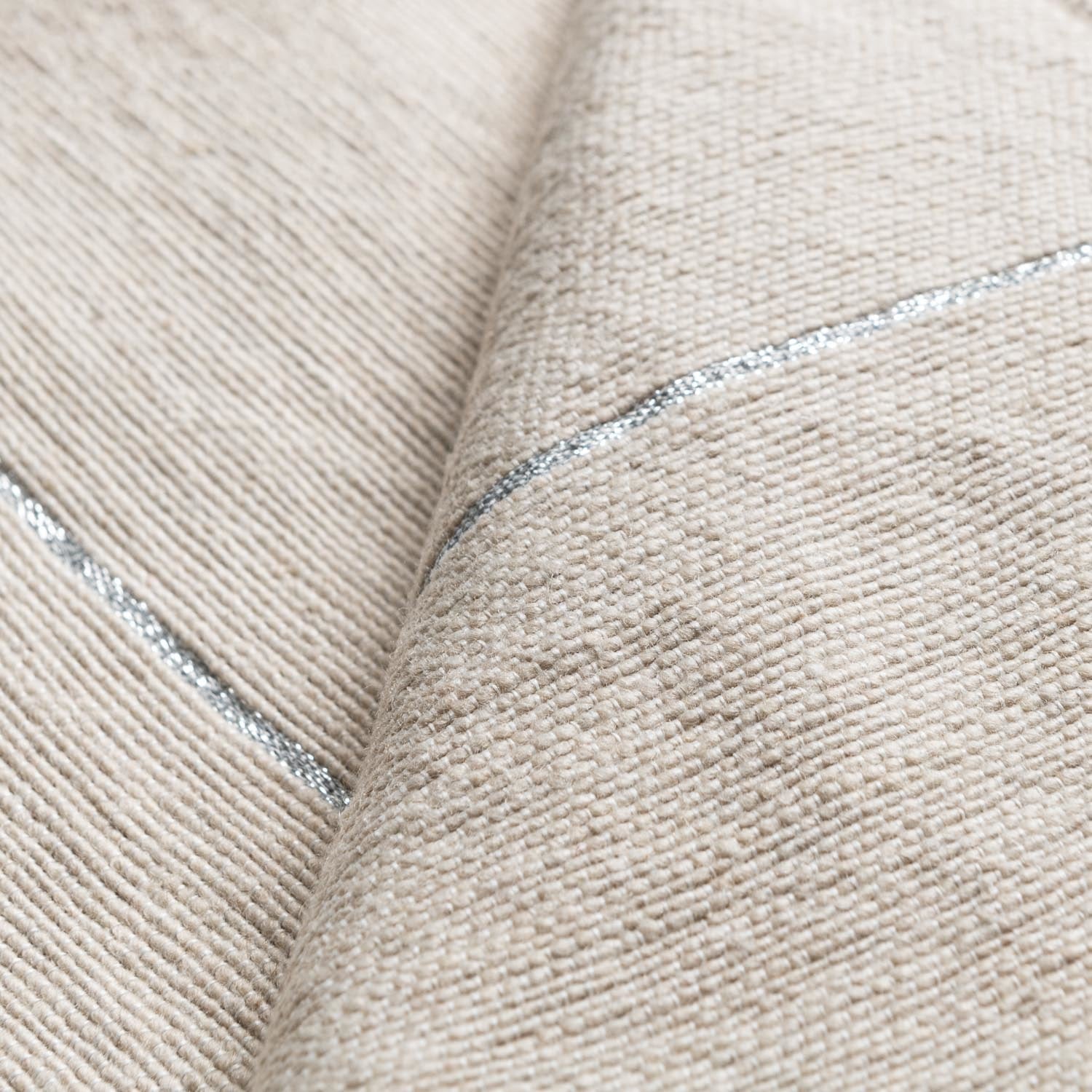 Moroccan Pom Pom Blanket - Beige & Silver - Benisouk