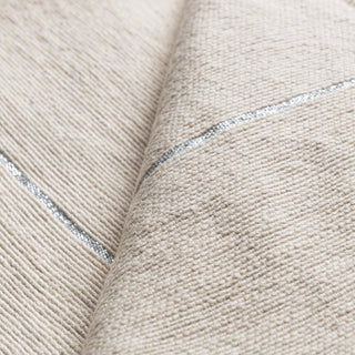Moroccan Pom Pom Blanket - Beige & Silver - Benisouk