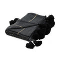 Moroccan Pom Pom Blanket - Black & Gold