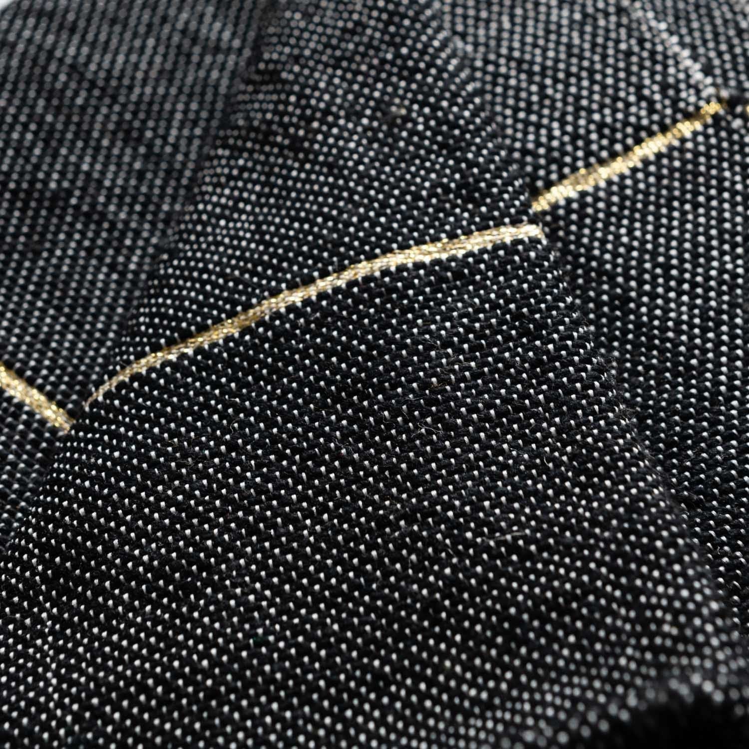 Moroccan Pom Pom Blanket - Black & Gold - Benisouk