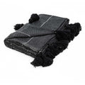 Moroccan Pom Pom Blanket - Black & Silver