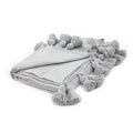 Moroccan Pom Pom Blanket - Grey & Gold