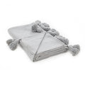 Moroccan Pom Pom Blanket - Grey & Silver