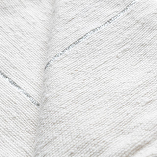 Moroccan Pom Pom Blanket - White & Silver - Benisouk