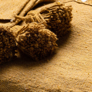 Moroccan Pom Pom Blanket - Yellow - Benisouk