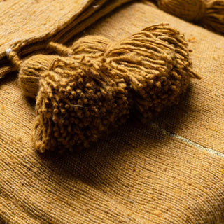 Moroccan Pom Pom Blanket - Yellow & Gold - Benisouk