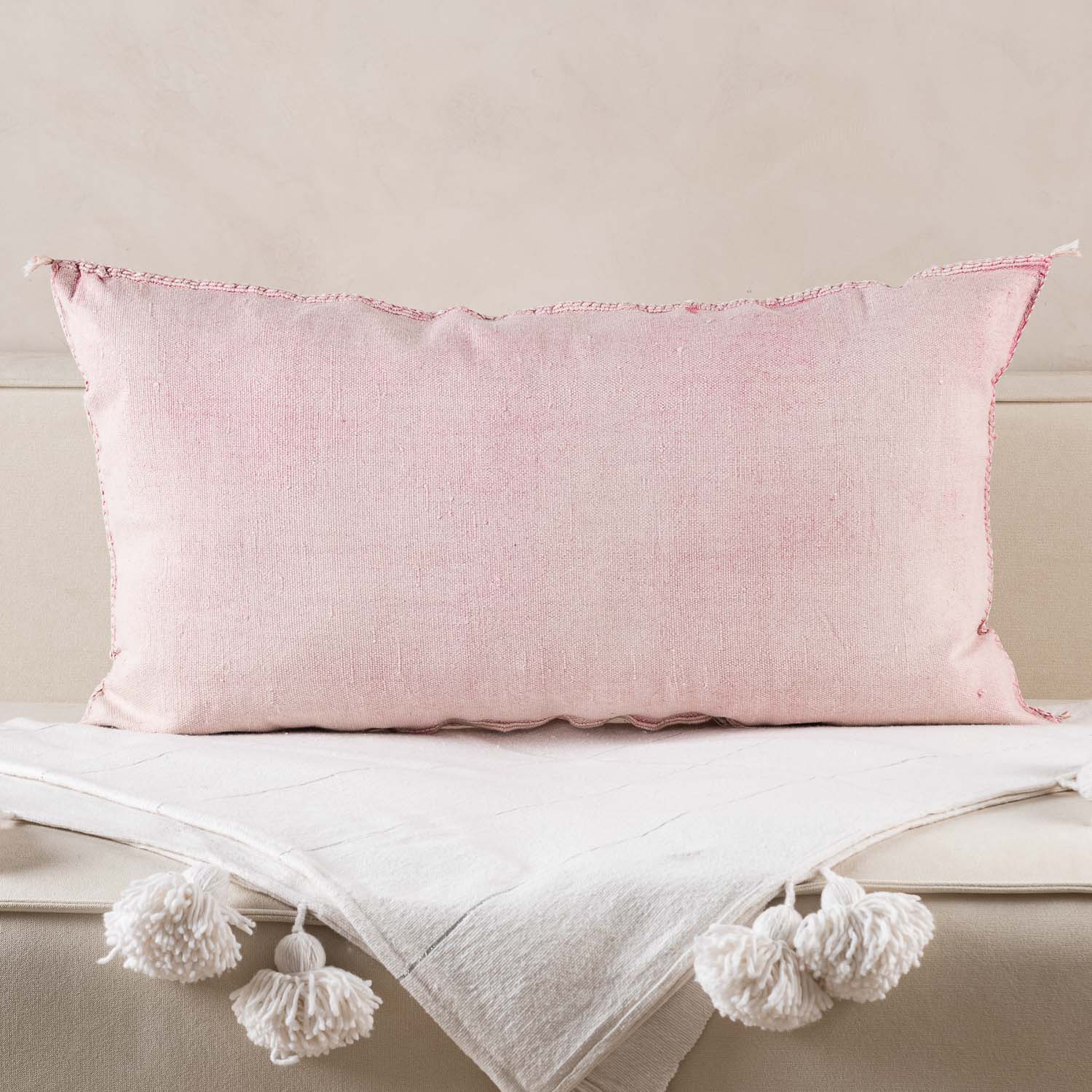 Pink Cactus silk pillow cover - Benisouk