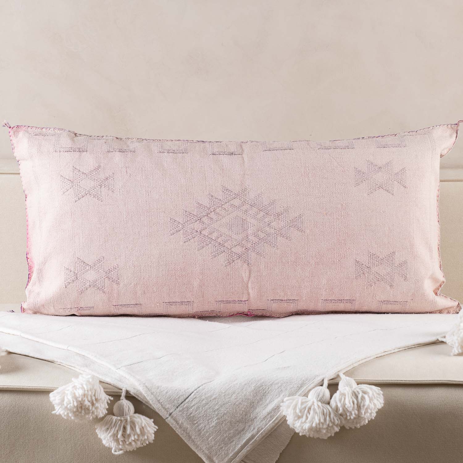 Pink Cactus silk pillow cover - Benisouk
