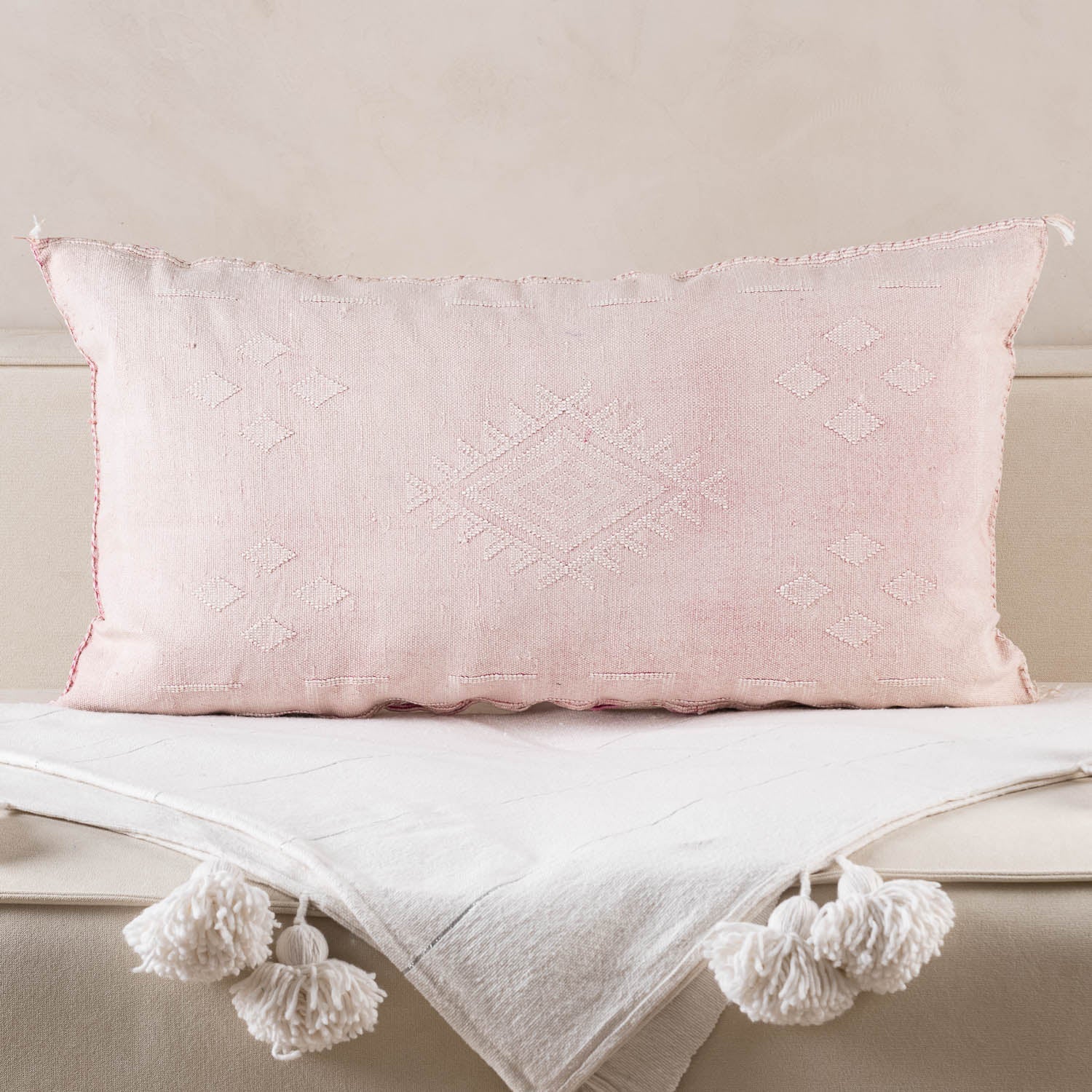 Pink Cactus silk pillow cover - Benisouk