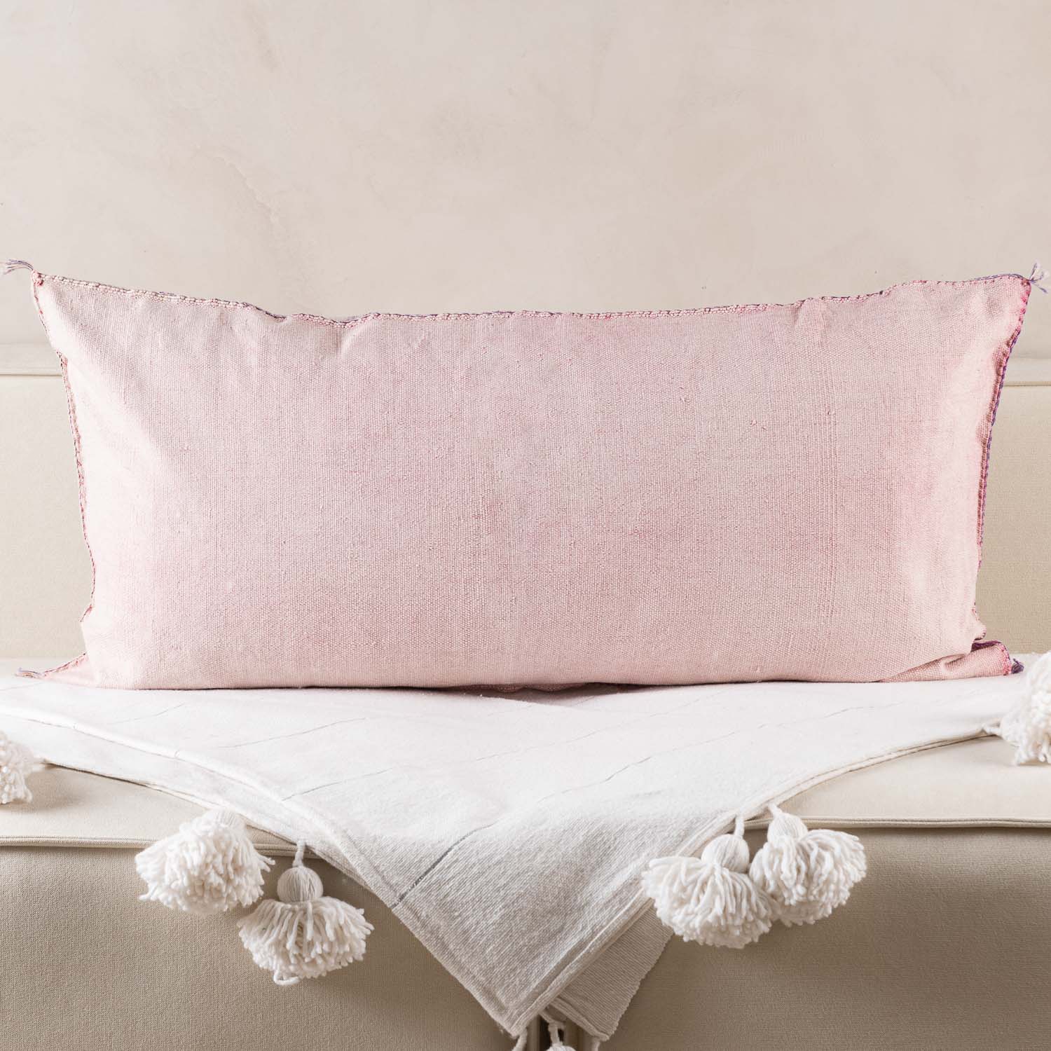 Pink Cactus silk pillow cover - Benisouk