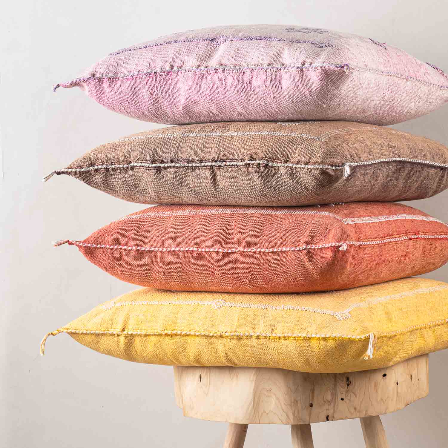 Yellow Cactus silk pillow cover - Benisouk