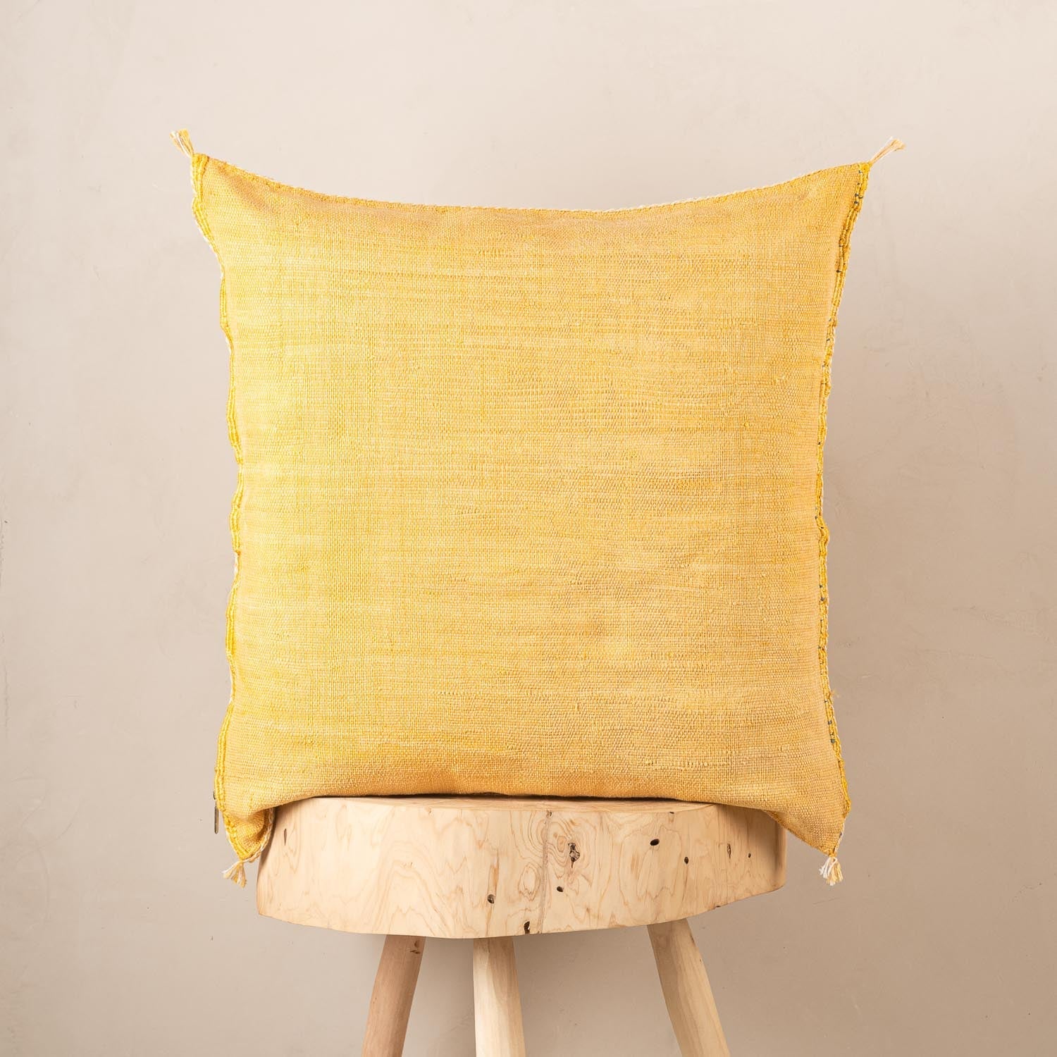 Yellow Cactus silk pillow cover - Benisouk