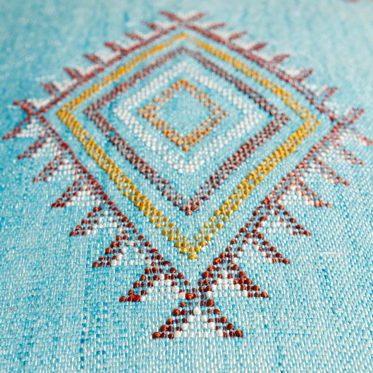 Kissenbezug aus blauer Kaktusseide – Benisouk